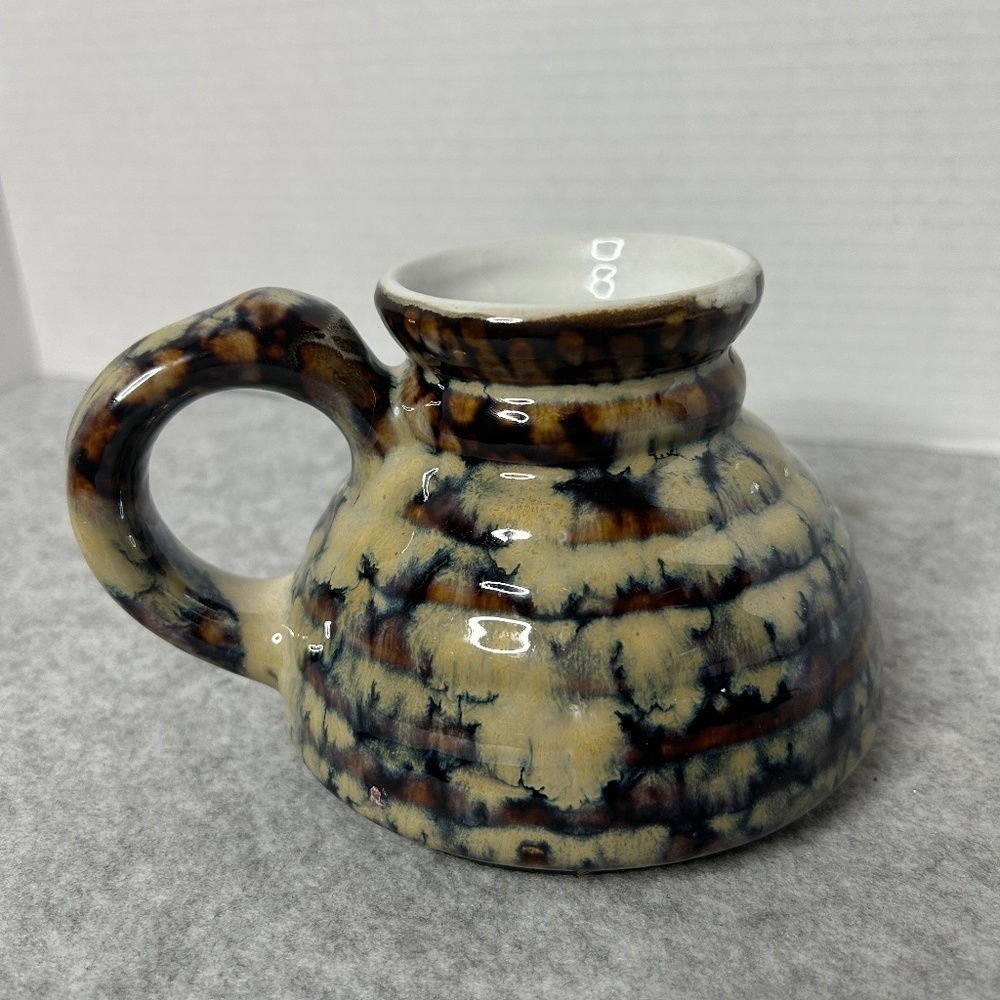 Westwood Ceramic Blue Brown Flat Bottom Mug Holds 8oz 5.5x4”.